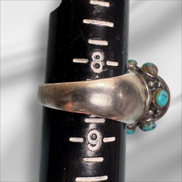Upcycled Vintage 925 Silver Turquoise Ring W/ Broken China Bavaria Franklin Porc - Picture 6 of 8